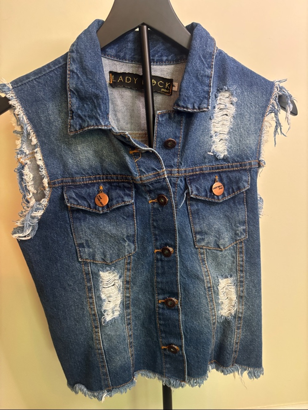 3 for $20 Distressed Sleeveless Denim Vest - Blue Size See Measurements